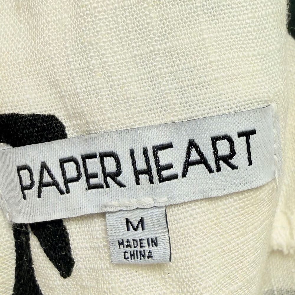 Paper Heart M White Black Floral Strappy Sleeveless Maxi Rayon Linen Sundress - Picture 2 of 11